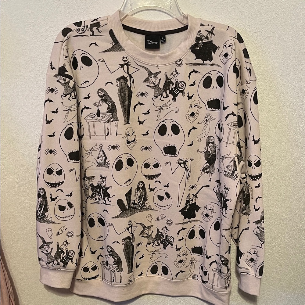 Disney’s Nightmare Before Christmas Black and Cream Graphic Men's Sweater